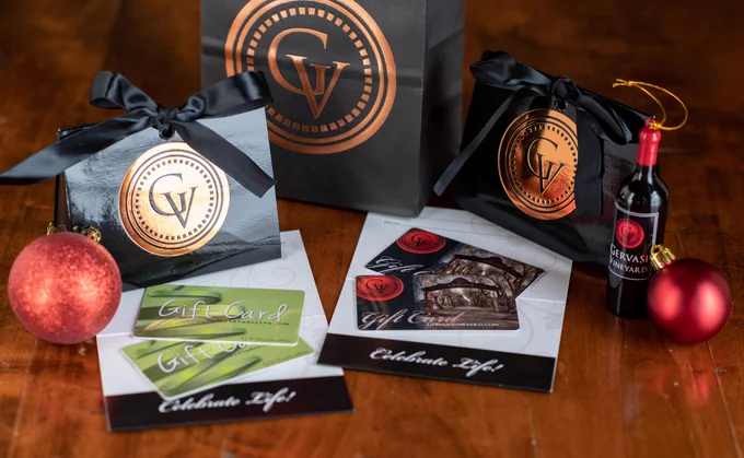 Holiday gift cards from Gervasi Vineyard in Canton, Ohio.