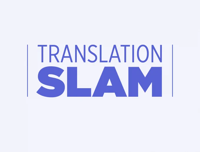 "Translation Slam" in dark purple text a light purple background