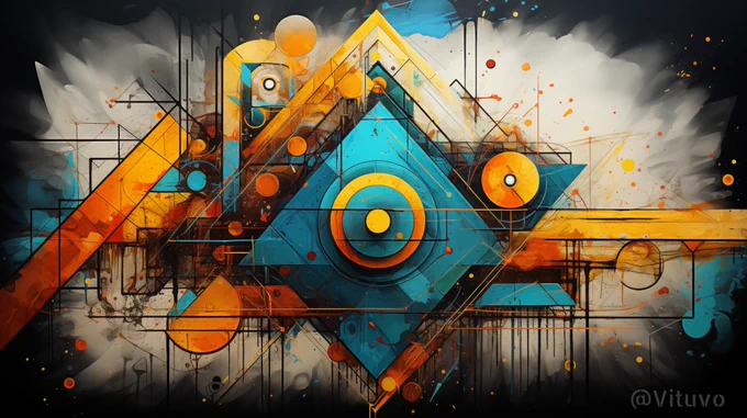 🔹 Abstract art with Golden Ratio triangles, vibrant color palette, geometric patterns, intricate details --ar 16:9 --s 250 