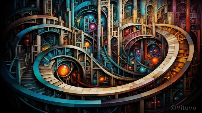 🔹 Abstract art, Golden Ratio curves, vibrant color swirls, intricate patterns, visual harmony --ar 16:9 --s 300
