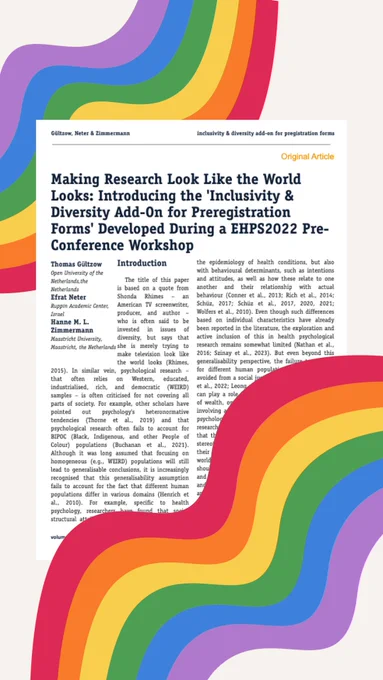 The first page of the article featuring vibrant rainbows positioned at the top and in the background, adding a colourful and dynamic visual element to the page