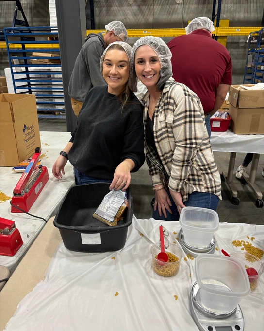 Taylor and Shelby in their hairnets.