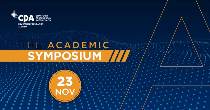 Graphic background with CPA Education Foundation logo. Text reads “The Academic Symposium III, November 23.”