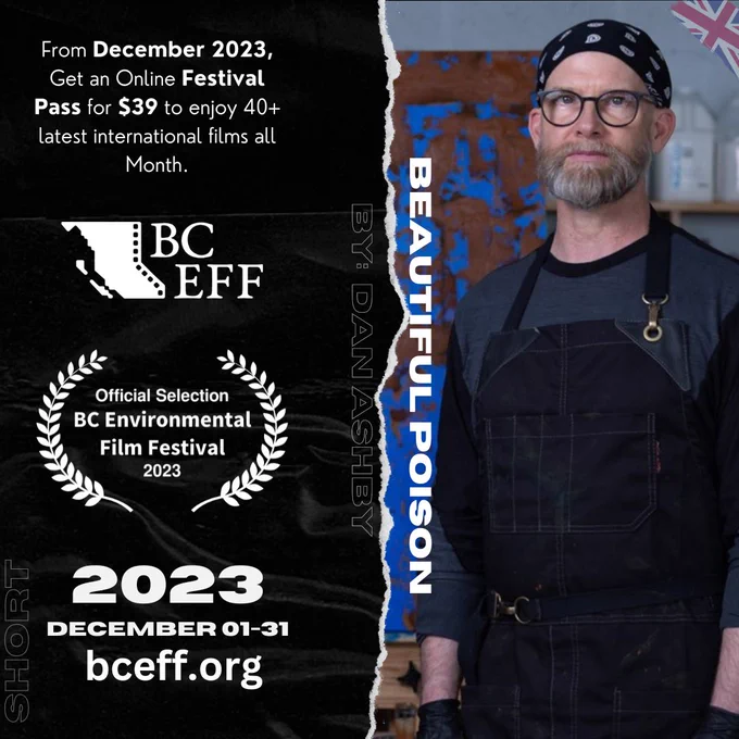 🎥 BCEFF 2023's Pick: "Beautiful Poison" 🌿 Directed by Dan Ashby

Join us in experiencing the journey of John Sabraw, a visionary artist transforming river pollution into vibrant pigments! Watch him innovate in a former coal town, crafting art that dazzles and building a game-changing carbon-neutral factory. His mission? To turn waste into industrial paint, rejuvenate waterways, and slash carbon emissions!

👀 Can't join us live? Stream "Beautiful Poison" online from Dec 1, 2023! Get your Earlybird ticket for $39 or grab a bundle of 5 for just $20.

Experience over 40 extraordinary environmental films this December. Be a part of the change for a greener tomorrow. Details at www.bceff.org.

