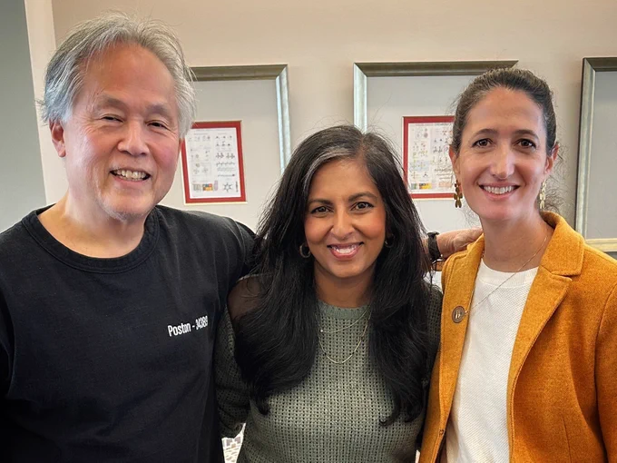 Photo of 3 people: David Asai, Viji Sathy and Kelly Hogan