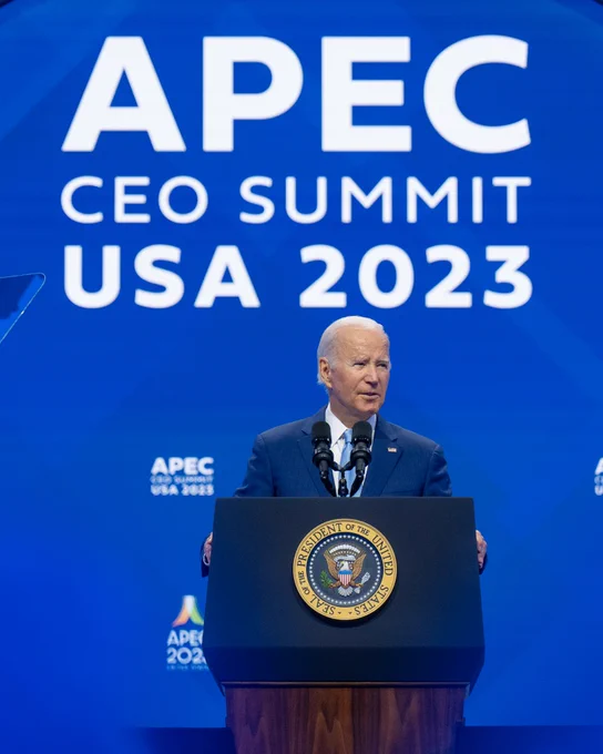 President Biden delivers remarks at the APEC CEO Summit.
