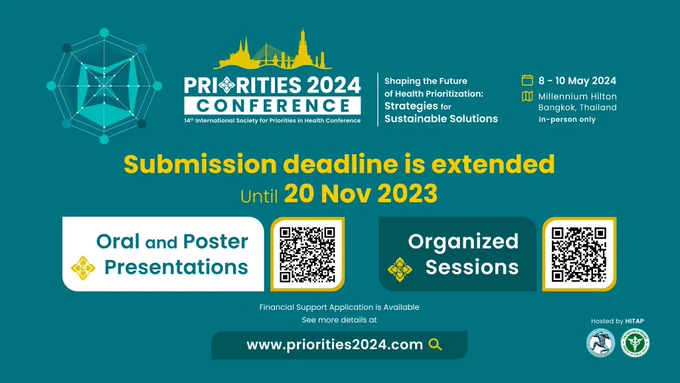 Submission window for submitting abstracts and proposals for the 14th Priorities 2024 Conference is approaching. Don't miss your chance to shine on a global stage and share your groundbreaking work with an audience of esteemed professionals and researchers! Exciting Opportunities for Abstract and Proposal Submitters! Financial support and bursaries for eligible participants from low-income and lower-middle-income countries are now available. Learn more about the Financial Support Application Guideline at our official website at https://priorities2024.com/
