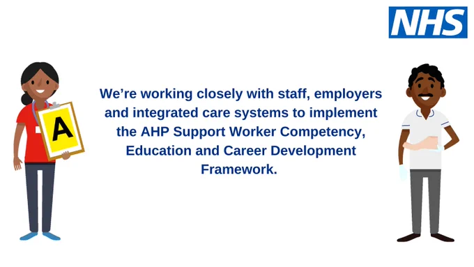 We’re working closely with staff, employers and integrated care systems to implement the AHP Support Worker Competency, Education and Career Development Framework. 
