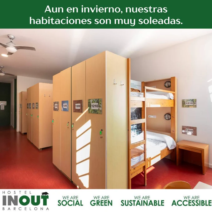 ¡𝗘𝗻 𝗜𝗡𝗢𝗨𝗧 𝗛𝗼𝘀𝘁𝗲𝗹, 𝗲𝗹 𝗶𝗻𝘃𝗶𝗲𝗿𝗻𝗼 𝗻𝗼 𝗻𝗼𝘀 𝗽𝗿𝗶𝘃𝗮 𝗱𝗲𝗹 𝘀𝗼𝗹!☀️ Nuestras habitaciones son un refugio acogedor que se llena de luz, incluso en las estaciones más frías. 

¿𝗤𝘂𝗶𝗲́𝗻 𝗱𝗶𝗷𝗼 𝗾𝘂𝗲 𝗲𝗹 𝗶𝗻𝘃𝗶𝗲𝗿𝗻𝗼 𝘁𝗶𝗲𝗻𝗲 𝗾𝘂𝗲 𝘀𝗲𝗿 𝗴𝗿𝗶𝘀 𝘆 𝘀𝗼𝗺𝗯𝗿í𝗼?  Aquí, cada día comienza con rayos de sol que iluminan tus mañanas.

Te ofrecemos un 𝗼𝗮𝘀𝗶𝘀 𝗱𝗲 𝗰𝗮𝗹𝗶𝗱𝗲𝘇 𝘆 𝗹𝘂𝗺𝗶𝗻𝗼𝘀𝗶𝗱𝗮𝗱 para tu descanso. Imagina despertarte con la luz dorada del sol acariciando tu habitación, disfrutando de ese brillo especial que solo el #invierno nos regala.

⭐️ Ven y descubre cómo el invierno cobra vida en cada rincón de nuestro #hostel  #InviernoBrillante #LuzyCalidez #DescansoLuminoso #INOUTHostel #Barcelona #empresa #Turismo #viajes 