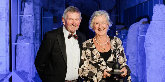 John and Catherine Field with their award they won at last night's UCC Alumni Achievement Awards