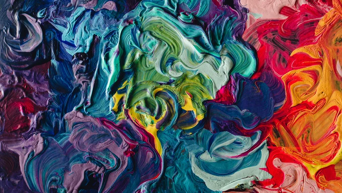 Swirls of paint in different colours.