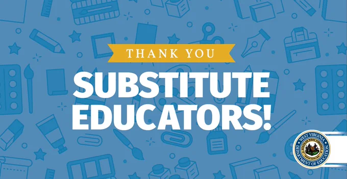 Pictured is a graphic with the words "Thank you substitute educators" on it. 