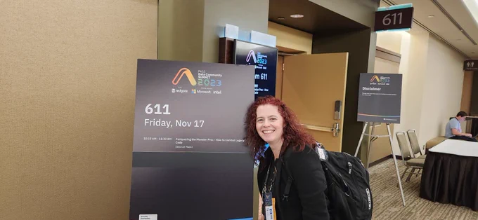 Me and the room signage with my session 
