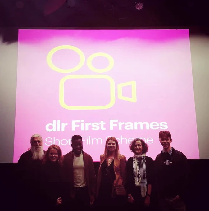 dlr First Frames screening - photographed are attendees including Derek Ugochukwu (Nay Day Director); Gemma Creagh (Conveyance Director) and Ciara King (Assistant Arts Officer, dlr Arts Office).