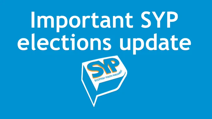 Blue image with white text that says "Important SYP elections update"