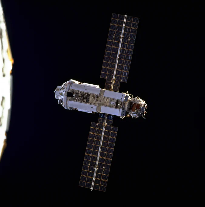 Zarya, the first International Space Station module orbiting Earth.
