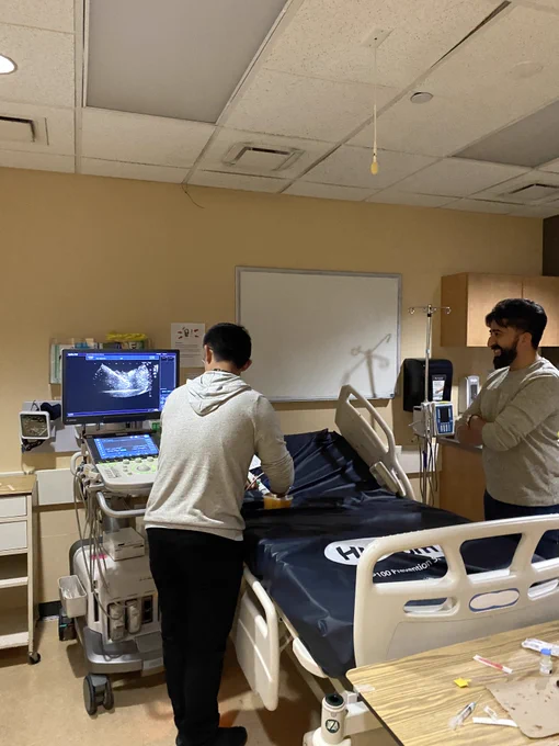 PGY-3 Jason Yao performing ultrasound-guided breast biopsy with Dr. Gopee-Ramanan