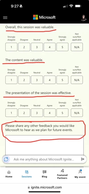 Screenshot of eval page from a technical seasion