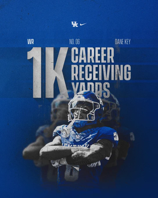 Dane Key 1,000 career receiving yards graphic
