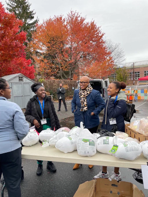 Ayanna with folks at the Margaret Fuller Neighborhood House annual turkey drive.