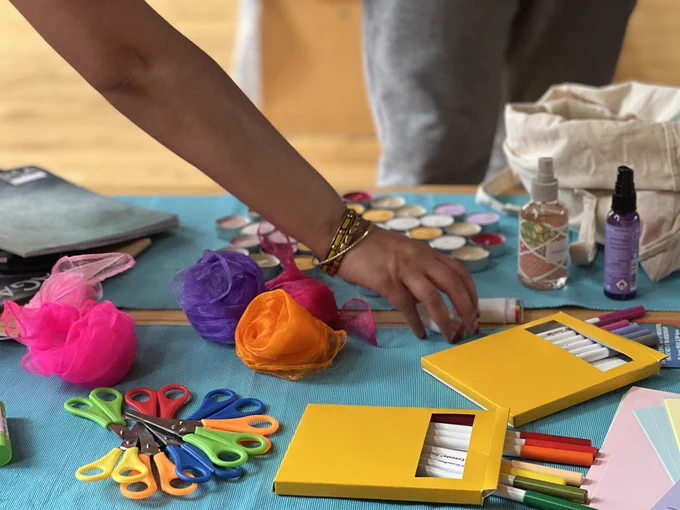 A colourful craft table