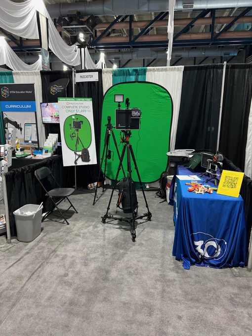 Photos of tradeshow booths.