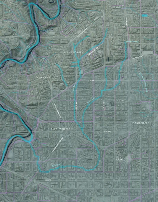 Map of DC showing a buried stream