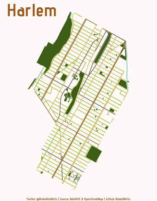 Map of the Streets and Parks of Harlem 