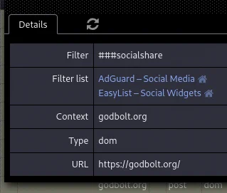 the id socialshare is in the filter list adguard - social media and easylist social widgets