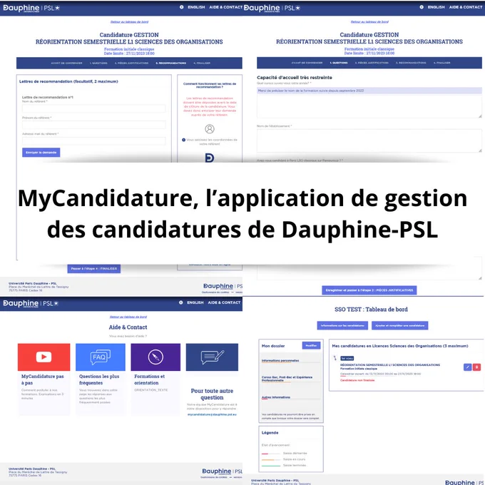 Plateforme de candidatures d'entrée "MyCandidature". Université Paris Dauphine-PSL. Osaxis.