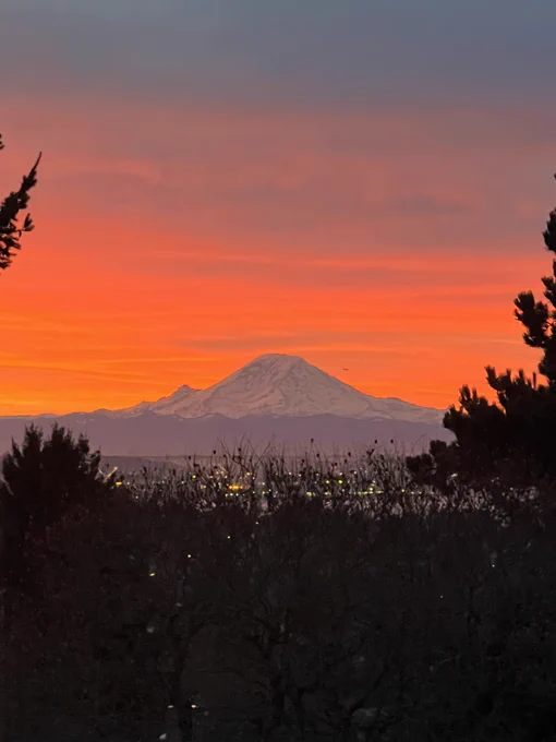 Sunrise over Mt. Rainier.