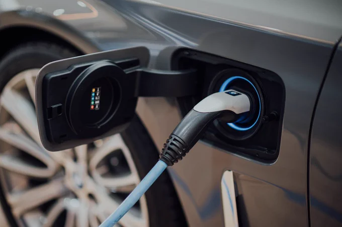 An electric vehicle charging.