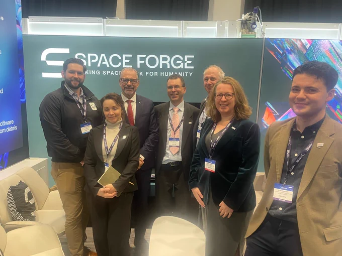 ESA Director General Josef Aschbacher and the UK Space Agency at Space Forge's stand at the UK Space Conference.