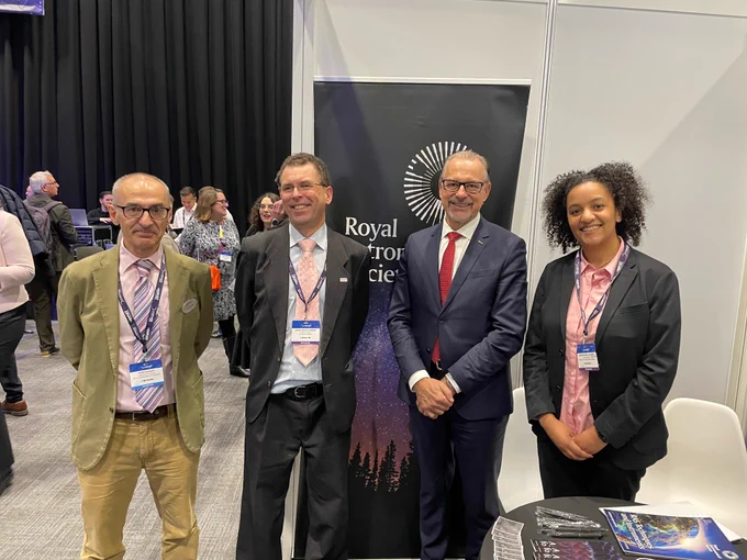 ESA Director General Josef Aschbacher and UK Space Agency's Deputy CEO Chris White-Horne at the Royal Astronomical Society's stand at the UK Space Conference.