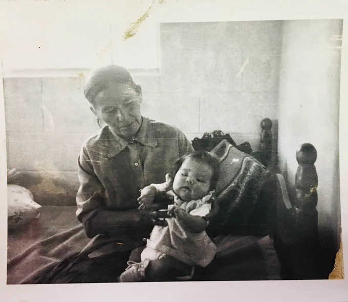 1976: My grandmother holding me as a young baby on Black Mesa, AZ. 
