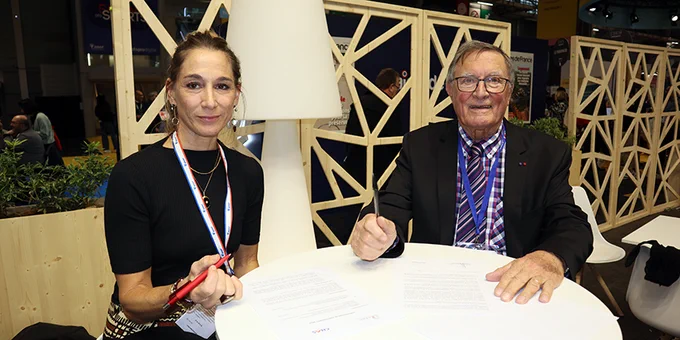 Lauriane Mounier-Faraut, présidente de l'Association nationale des directeurs des associations départementales de maires (Andam), et René Régnault, président du CNAS.