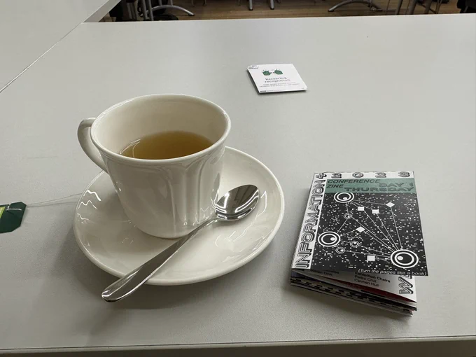 Cup of tea next to Info  zine