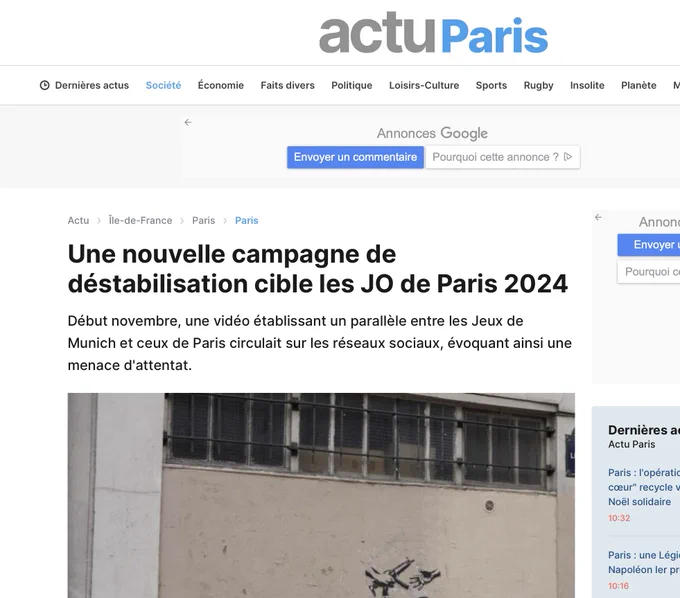 Capture d'écran de l'article https://actu.fr/ile-de-france/paris_75056/une-nouvelle-campagne-de-destabilisation-cible-les-jo-de-paris-2024_60355210.html