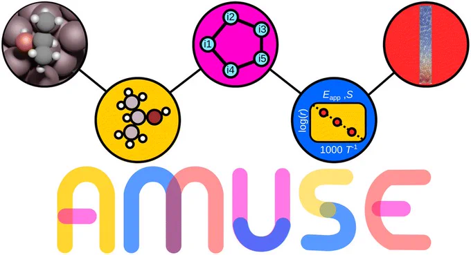 "AMUSE" with a series of icons illustrating the software workflow.