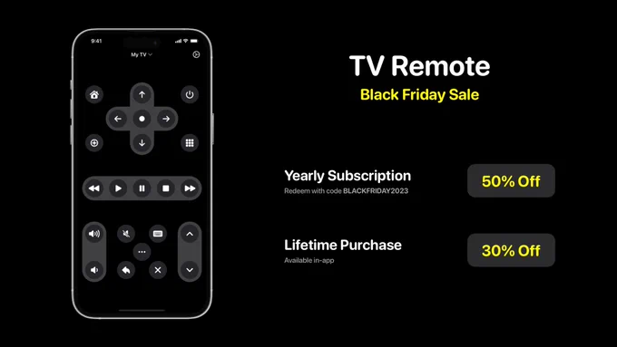 Screenshot of TV Remote alongside the discounts available