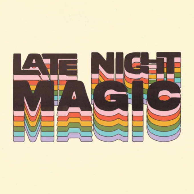 A graphic which reads Late Night Magic in colourful letters. 