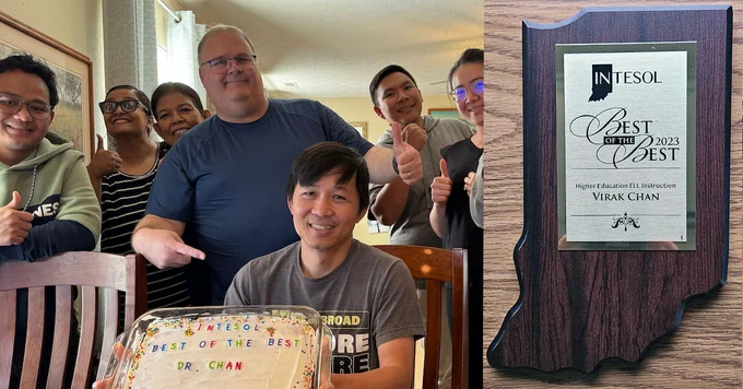 Virak Chan celebrates his award with colleagues & friends