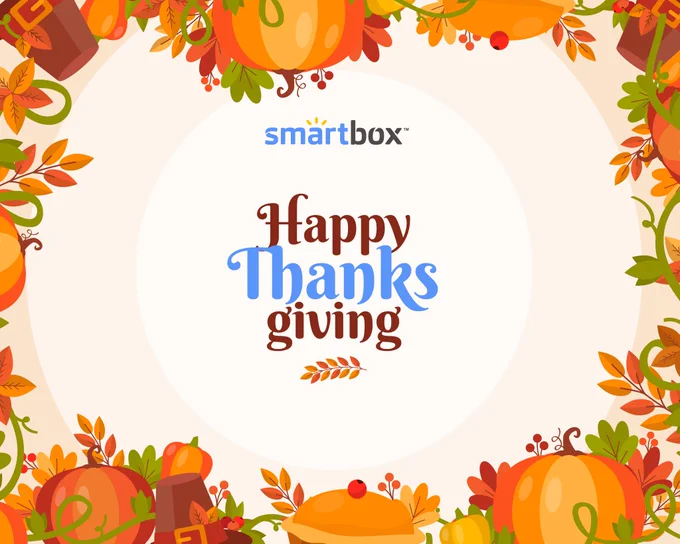 Happy thanks giving written inside a thanks giving themed creative 