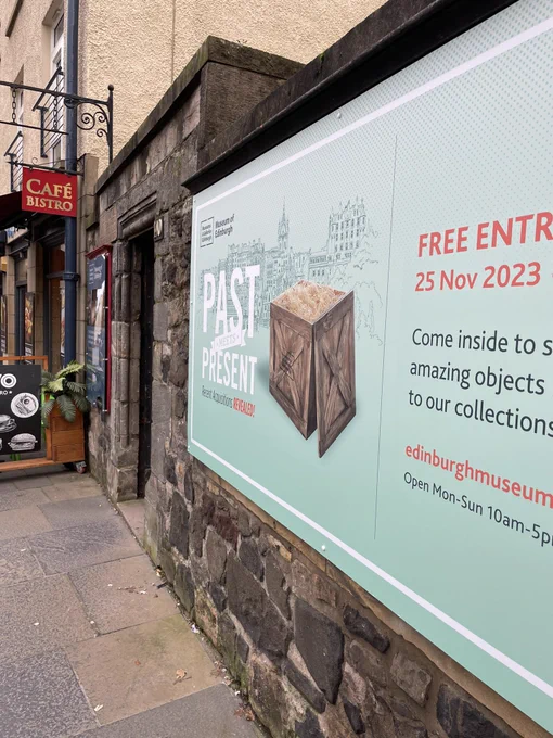 New exhibition signage on the Royal Mile