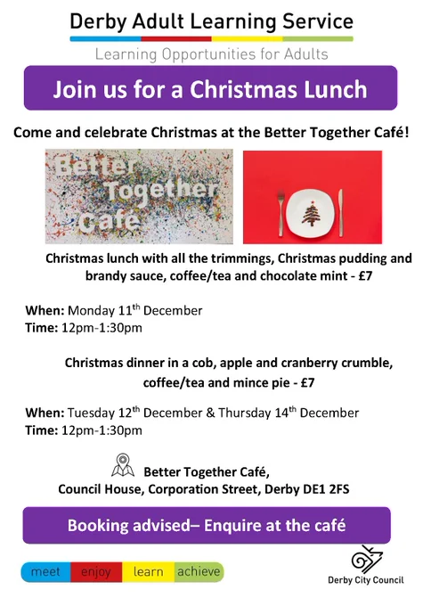 Christmas at the Better Together Café poster - PDF version available via link in tweet