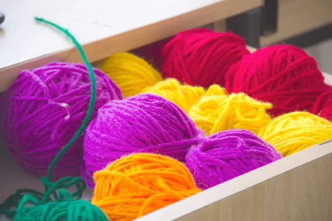 bright coloured yarn