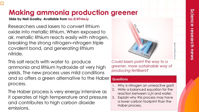 slide with text, questions and diagram of a laser