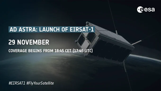 Watch the launch of Ireland's first satellite on Wednesday 29 November