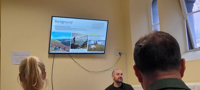 Lawrence Shaw presenting research into how audiences are engaging with the historic environment using social media and citizen science
