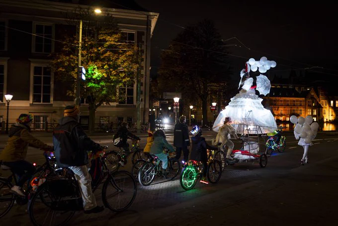 'Bicycle Light Parade' in The Hague
